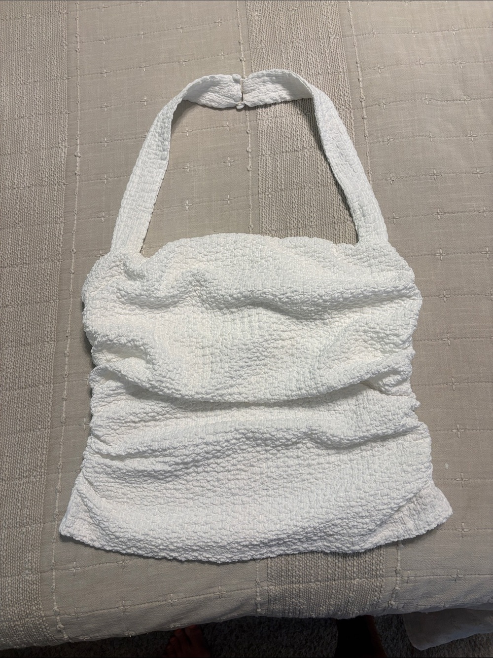 Lulu's White Textured Halter Tank